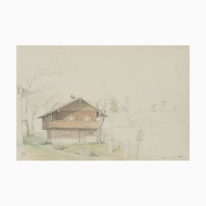 H. Christiansen, Maison en Bois Près de Starnberg, 1921, Crayon