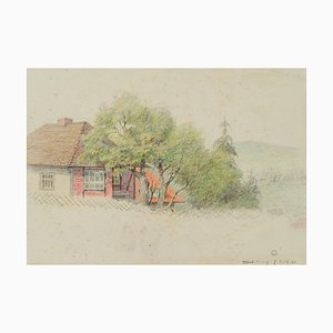 H. Christiansen, Country Houses Near Süding, 1921, Pencil