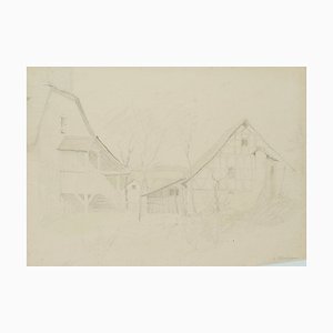 H. Christiansen, Place du Village Près de Bad Wimpfen, 1922, Crayon