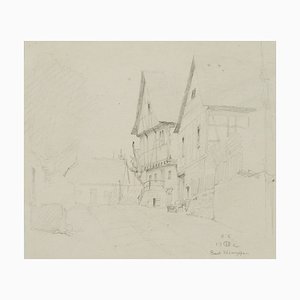 H. Christiansen, Maisons sur la Pente à Bad Wimpfen, 1922, Crayon