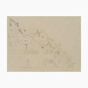 H. Christiansen, Houses on the Slope in Bad Wimpfen, 1922, Pencil