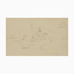 H. Christiansen, Half -Timbering and Dominican Church in Bad Wimpfen, 1922, Pencil
