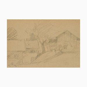 H. Christiansen, Skizze eines Bauernhofes, 1923, Bleistift