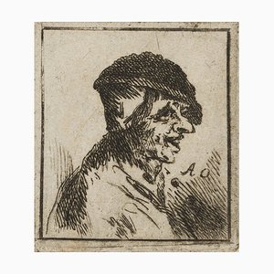 A. Ostade, The Laughing Farmer, 17th-Century, Etching
