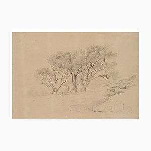 Felsige Landschaft mit Bäumen, 19. Jh., Bleistift