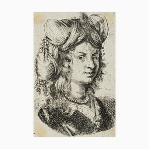 Espace J. Meyer, Dame à la Coiffe Luxuriante, 17ème Siècle, Gravure à l'Eau-Forte