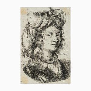 J. Meyer Area, Lady with Luxuriant Headdress, 17th-Century, Etching