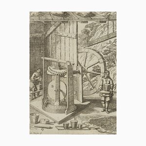 J. Meyer, Représentation d'un Moulin à Huile, 17ème Siècle, Gravure à l'Eau-Forte