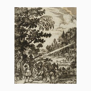 J. Meyer, After the Hunt With a Pack of Hounds, 17th-Century, Gravure à l'Eau-Forte