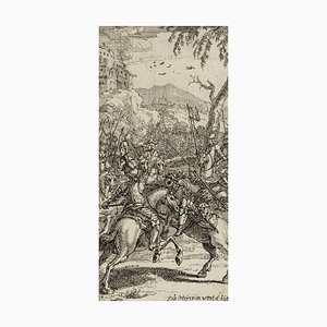 J. Meyer, Batalla de caballos con lanceros, siglo XVII, Grabado