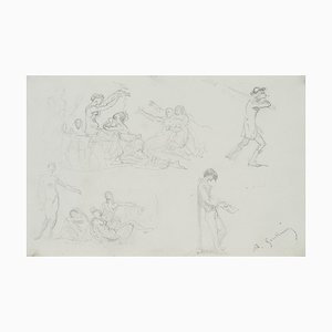 Allegorical Figures and Nudes, 19th-Century, Pencil