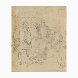 T. Oer, Charles V on His Deathbed, 19. Jh., Bleistift