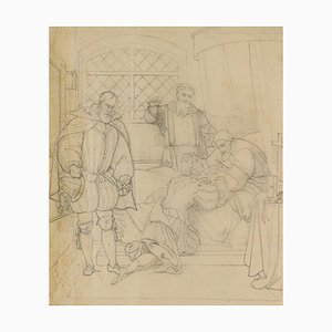 T. Oer, Charles V on His Deathbed, 19th-Century, Pencil