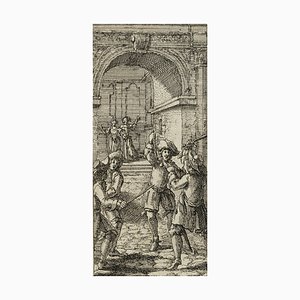 J. Meyer, Duel dans la Cour d'un Palais, 17ème Siècle, Gravure à l'Eau-Forte