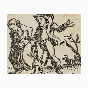 J. Meyer, Miniatura, Nobles bailando, siglo XVII, Grabado