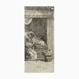 J. Meyer, Lady Assise at the Bedside of Another, 17th-Century, Gravure à l'Eau-Forte