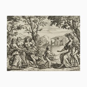 J. Meyer, Ceres sentada con cuerno de la abundancia, alegoría de la fertilidad, siglo XVII, aguafuerte