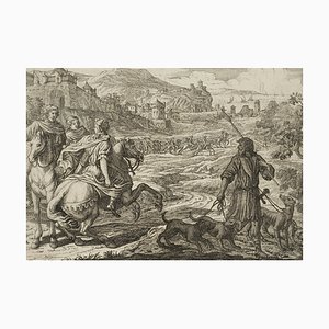 J. Meyer, Alejandro Magno cabalga para cazar, siglo XVII, aguafuerte