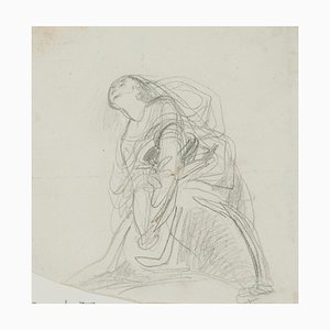 F. Bouchot, Penitent Mary Magdalene, 19th-Century, Pencil