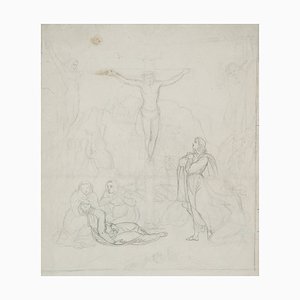 Crucifixion Scene, 19th-Century, Pencil