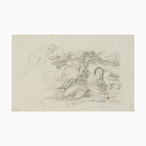 F. Bouchot, Mythologische Szene, Sleeping Under Canopy, 19. Jh., Bleistift