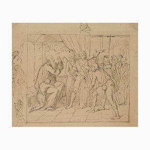 O. Donner Von Richter, Scene from the Old Testament, 19th-Century, Pen Drawing