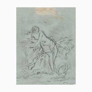 C. Jacque, Awakening Venus, Female Nude, 19th-Century, Pencil