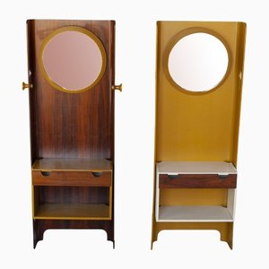 Coat Racks with Curved Plywood Frame and Adjustable Mirrors by Carlo De Carli for Fialm, Set of 2