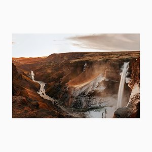 Artur Debat, Panoramic View with the Majestic Haifoss Waterfall in Iceland, Photograph