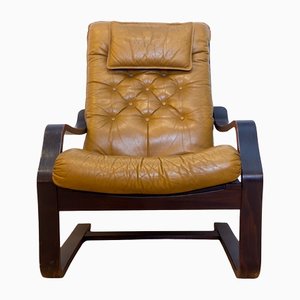 Danish Colored Leather Armchair, 1970s