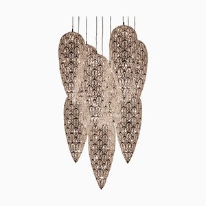 Lámpara de araña de techo en forma de Arabesque Light Fall de acero y cristal con 9 lámparas de VGnewtrend
