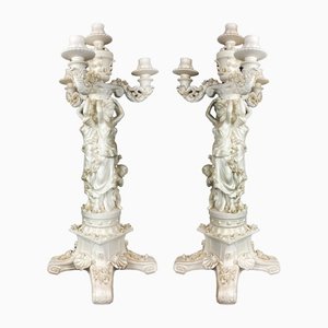 4 Light Candelabras from Capodimonte, Set of 2