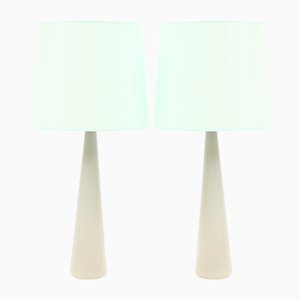 Mid-Century Modern Table Lamps in Opaline by Archimede Seguso Murano, 1970s, Set of 2