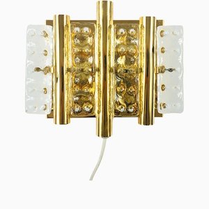 Scandinavian Brass & Glass Wall Lamp or Sconce by Carl Fagerlund for Lyfa, 1960s