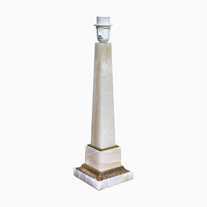 Italienische Obelisk Tischlampe aus Alabaster und Bronze