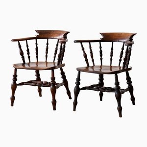 Smoker's Bow Armchairs in Beech and Elm, Set of 2