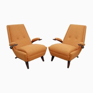 Mid-Century British Scandinavian Style Teak Armchairs with Boucle Upholstery from Greaves & Thomas, 1960s, Set of 2