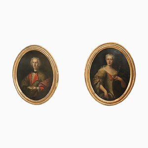 Noble Ehegatten, 1780er, Öl auf Leinwand, Gerahmt, 2er Set