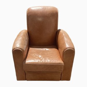 French Art Deco Club Leather Chair