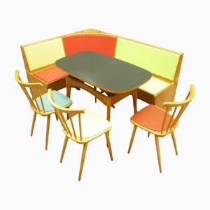 Mid-Century Dining Bench, Dining Chairs and Dining Table, 1950s, Set of 5