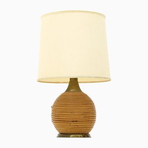 Rattan and Brass Table Lamp, 1970s
