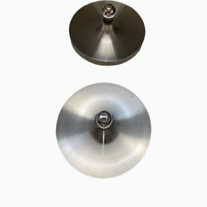 Vintage Space Age Les Arcs Silver Disc Wall Lights by Charlotte Perriand, 1960s, Set of 2