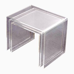 French Nesting Tables in Acrylic Glass, 1970s, Set of 3