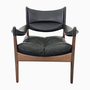 Fauteuil Mid-Century en Teck et Cuir par Kristian Vedel, Danemark, 1960s