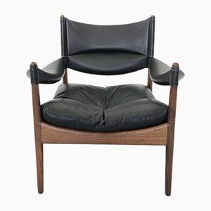 Mid-Century Danish Teak and Leather Armchair by Kristian Vedel, 1960s