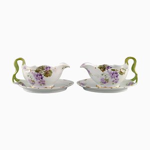 Iris Sauce Boats in Hand-Painted Porcelain from Rosenthal, Germany, 1920s, Set of 2
