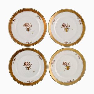 Assiettes Panier Dorées en Porcelaine de Royal Copenhagen, Set de 4