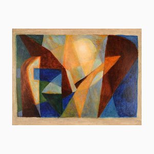 Göran Bengtsson, Abstract Composition, Sweden, Oil on Board, Framed