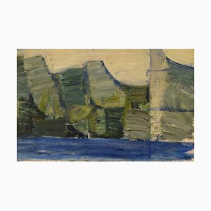 Olle Agnell, Modernistische Landschaft, 1960er, Schweden, Öl auf Leinwand, Gerahmt