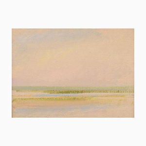 Bertil Lindecrantz, paisaje modernista, Suecia, óleo sobre lienzo, enmarcado